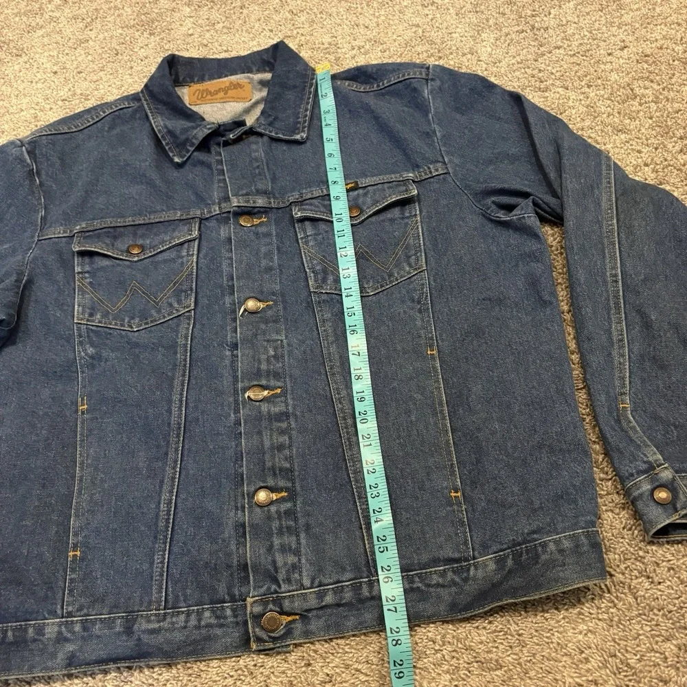 Vintage Wrangler Jacket Mens 2XL XXL Denim Jean Trucker Stitched Pockets Western